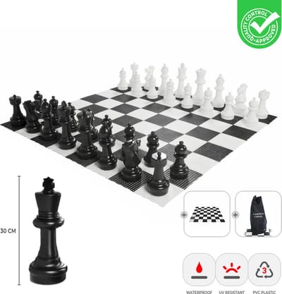 Ubergames - XL buiten Schaakspel - Tactisch Bordspel - Koning 30 cm Hoge kwaliteit - Inclusief Mat 138x138 cm & Tas