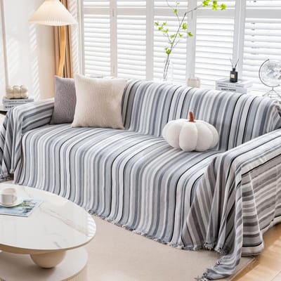 Gestreept Chenille Bankhoes Handdoek Eenvoud Bankhanddoek Eendelig Meubelbeschermer voor Alle Seizoenen Antislip Cover Doek Deken 180x130cm1pcs