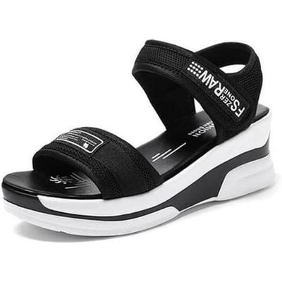 Zomer Nieuwe Sandalen Voor Dames Mode Sport Casual Schoenen Open Teen Kleurafstemming Strand Schoenen Platform Verhoging Sandalen Vrouwelijk 38 black