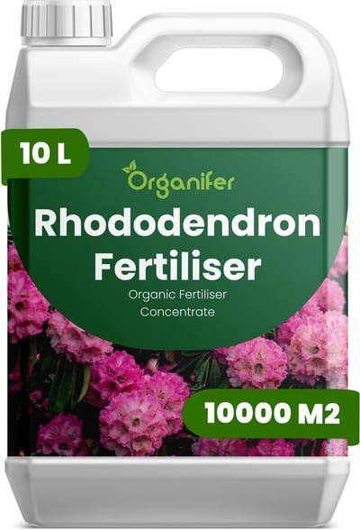 Vloeibare Meststof Voor Rododendron 10 L Voor 1000 M2 - Npk 2-1-8 - Ondersteunt Evenwichtige Groei Bij Rododendrons - Geschikt Voor Borders - Bosplantsoen En Potten - Verbetert Bladkleur - Stevigheid En Seizoensvitaliteit - Organifer