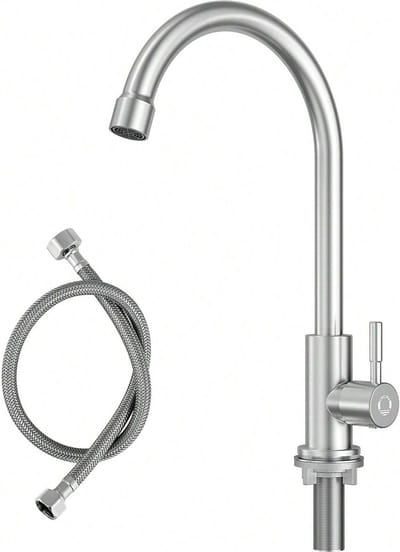 CECIPA max Keuken kraan - Koud water Keukenkraan - 360° draaibare keukenkraan - Handdouche - Roestvrij staal - Flexibele Slang