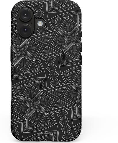 Casetastic hoesje geschikt voor Apple iPhone 16 - MagSafe - Dubbellaagse bescherming - Afrikaanse kunst - Fashion Case - Zwart