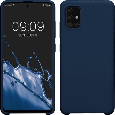 kwmobile telefoonhoesje geschikt voor Samsung Galaxy A51 - Hoesje met siliconen coating - Smartphone case in marineblauw