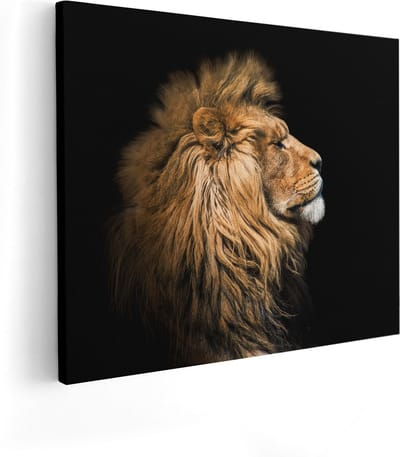 Artaza Canvas Schilderij Leeuw - 100x80 cm - Groot - Wanddecoratie Dierenkop - Muurdecoratie Dieren - Schilderijen Op Canvas Woonkamer
