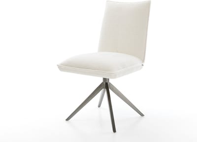 Eetkamerstoel Lelio-Flex kruisframe breed grafiet bouclé zacht beige 360° draaibaar rocker-functie pocketveer kern