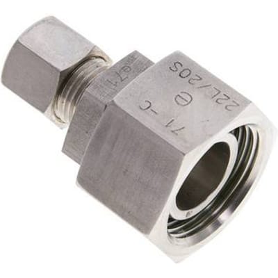 10L & 22L RVS Rechte Knelfitting Draaidoorvoer 160bar FKM O-ring en Afdichtconus ISO 8434-1