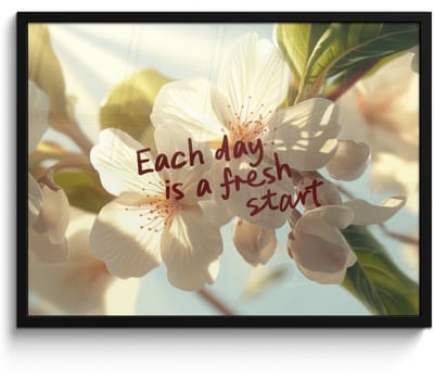 Poster in lijst - Fotolijst 70x50 cm - Posters - Bloesems - Zonlicht - Quote - Wit - Posterlijst zwart - Decoratie - Wanddecoratie woonkamer - Muurdecoratie slaapkamer