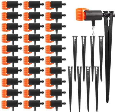 Druppelaars Set - Bevloeiingssysteem - Planten Water Geven - Verstelbaar Debiet - 30 Stuks - Oranje