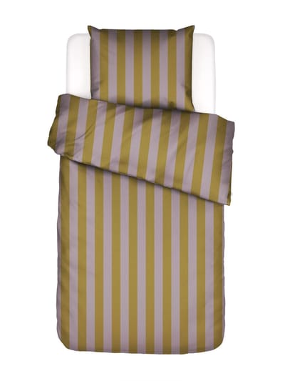 Essenza Minte Stripe Dekbedovertrek Pale purple - Olive - Eenpersoons – 140x200/220 cm