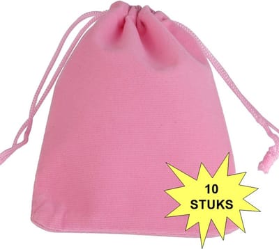 Fako Bijoux - Fluweel Cadeau Zakjes - 7x9cm - Velours - Velvet - Uitdeelzakjes - Sieradenzakjes - Feestzakjes - 7x9 cm - Roze - 10 Stuks