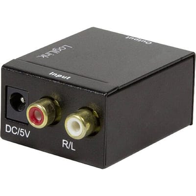 LogiLink CA0102 Toslink / Cinch Audio Adapter [2x Cinch-koppeling, Cinch-koppeling - 1x Toslink-bus (ODT), Cinch-koppeling] Zwart