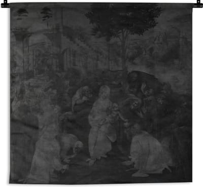 Wandkleed Da Vinci - Aanbidding der wijzen - Leonardo da Vinci Wandkleed katoen 150x150 cm - Wandtapijt met foto