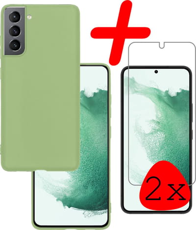 Hoesje Met 2x Screenprotector - Geschikt voor Samsung Galaxy S22 - Sterk & Shockproof - Back Cover - Siliconen Case - Telefoon Hoes - Groen