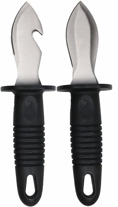 DnA® Mes - Oestermes - Oesterhandschoen - Zwart en Zilver - 6cm x 7cm x 13cm