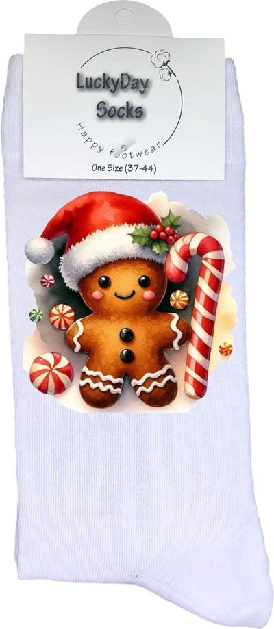 Perperkoek - Opkikker - Grappige sokken - Valentijns cadeau - Verjaardag cadeau - Sinterklaas cadeau - Leuke sokken - Vrolijke sokken - Luckyday Socks - Kerst Sokken - Vaderdag - Moederdag - Kerst cadeau - Socks waar je Happy van wordt - Maat 37-44