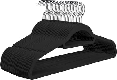 EXCITAT 30-pack - Antisliphangers - Kleine haken - Draaibare haken - 0,6 cm dik - Ruimtebesparend - Lengte 43,5 cm - Zwart