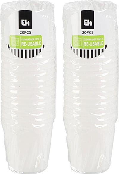 Excellent Houseware shotglas - 40x - wit - kunststof - 30 ml - herbruikbaar