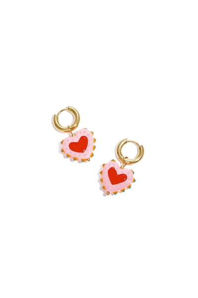 Oorringetjes met hart in snoepmotief - valentijn - oorbellen - hartjes - cadeau - liefde - love - oorbel - RVS - harten - jewelry - sieraden