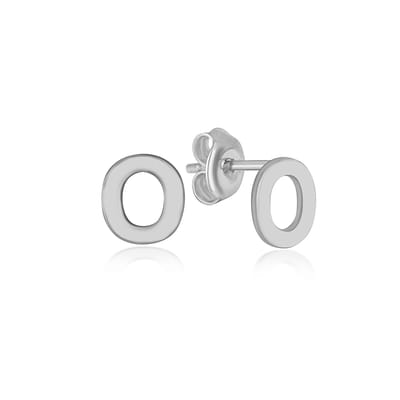 Letter O Initial Oorknoppen (zilvergehalte 925 Sterling) Oorknoppen Zilver Oorbel Trendy Minimalistisch Combi Bedel