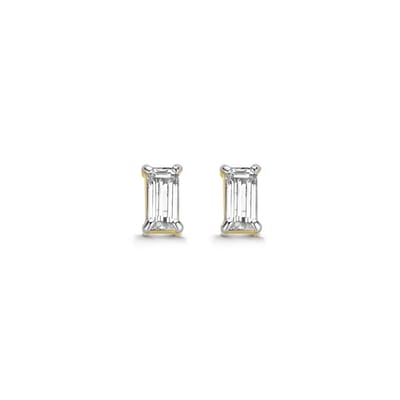 New Bling 9NBG-0214 Gouden Oorknopjes - Dames - Zirkonia - Baguette geslepen - 5 x 2,5 mm - 14 Karaat - Goud