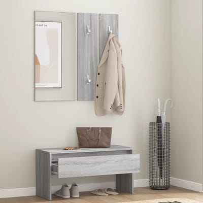 vidaXL - Garderobe - set - bewerkt - hout - grijs - sonoma - eikenkleurig