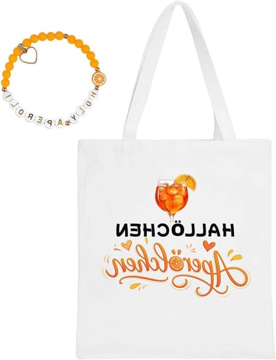 Jute Tas met "Hallöchen" en Armband, Leuk Cadeau voor Vrouwen, Ideaal voor Zomer, Feest en Strand, Handige Canvas Shopper voor Winkelen en Uitjes