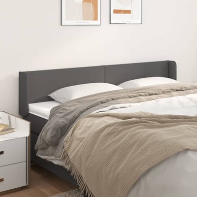 vidaXL - Hoofdbord - met - randen - 163x16x78/88 - cm - kunstleer - grijs