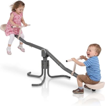 Tuinschommel 2-in-1 - Draaibare schommelbank - Actief buitenspel - 360 graden rotatie - 172 cm diep - Beige