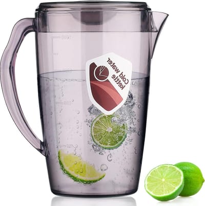 Kruik Waterkan 60 OZ/1.8L Met Deksel-Ijstheekan-Waterkaraf-Kankan-Handvat Voor Thee-Sappen-Melk-Koude Of Warme Dranken (1 Pak-Grijs)