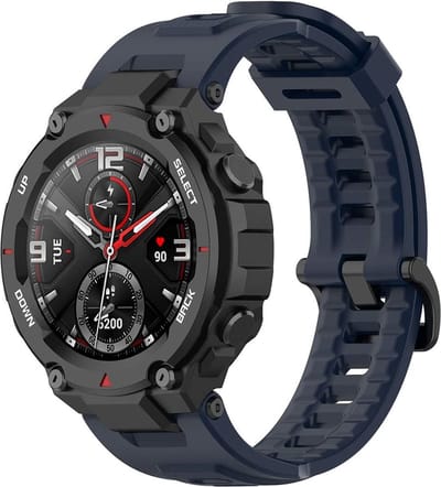 Siliconen Smartwatch bandje - Geschikt voor Amazfit T-Rex - Pro siliconen bandje - donkerblauw - Strap-it Horlogeband / Polsband / Armband