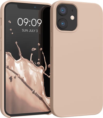 kwmobile telefoonhoesje geschikt voor Apple iPhone 12 mini - Hoesje met siliconen coating - Smartphone case in kokosmelk