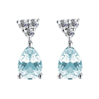 Sterling zilveren oorstekers met Blauwe Topaas en kristal - 15*5mm - Elegante druppelvormige damesoorbellen - Luxe & Hypoallergeen