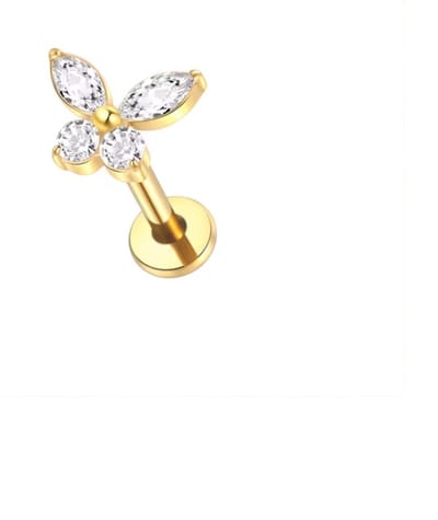 Piercing voor Oor - Kleur: Goud - Formaat: 12 x 6 MM - Titanium - Tragus / Kraakbeen / Helix / Conch - Oorpiercing - Piercing Sieraad - Hoge Kwaliteit - Labret Piercing - Luxe Sieraad - Oorbellen