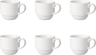 Mammoet - Budgetline - Koffiekop breed - 6 stuks - 20 cl - Wit - Porselein - Kop