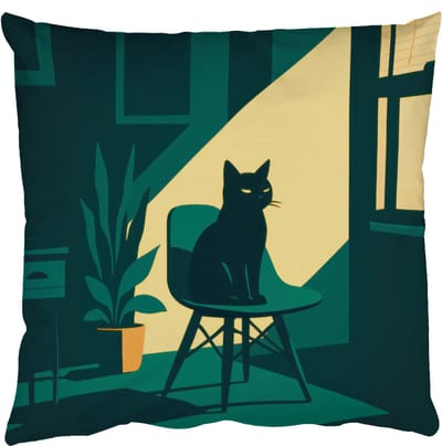 Sierkussens - Kussentjes Woonkamer - 50x50 cm - Zwarte kat - Mysterieus - Gele instraal