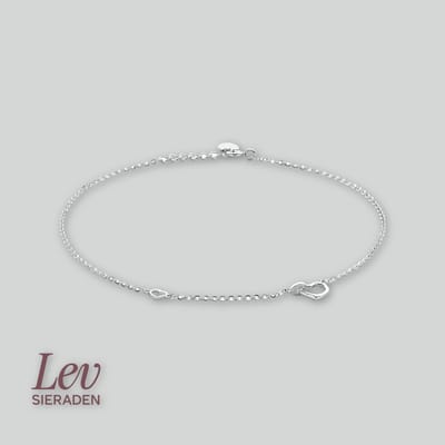 925 zilveren enkelband met hartjes - 24 + 2 cm - Gerhodineerd 925 zilveren enkelband - Lev Sieraden
