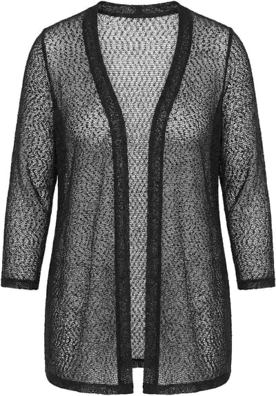 Angel of Style - Dames - Vest straight fit opengewerkt breisel openvallend - Zwart - Maat 50+