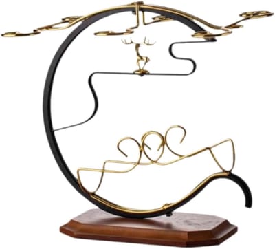 Elegante Living Wijnglasorganizer met 6 Haken - Metaal Materiaal - Klassiek en Stijlvol Hangend Wijnrek - Bureau Display Wijnrek