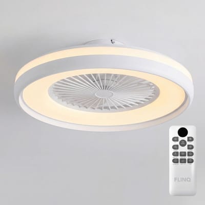 FlinQ LumiFan XL Ø60 cm Plafondventilator met Verlichting - Ventilator voor aan het Plafond - Ideaal voor op de Slaapkamer - Bestuurbaar met Afstandsbediening