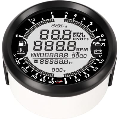 Jauge Multifonction Numérique 6 en 1 Compteur de Vitesse Tachymètre Température de l'Eau Pression d'Huile Kilométrage Total Indicateur de Tension black