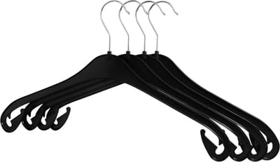 40 Zwarte Kunststof Kleerhangers 47 cm met 360° Draaibare Haak voor Overhemden en Blouses