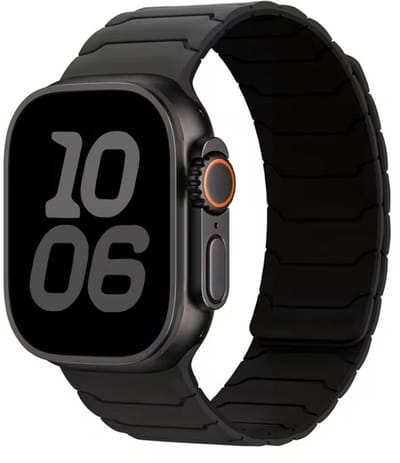 Kolenzwart zwart horlogebandje smartwatch dames en heren magnetisch sport siliconen band Geschikt voor Apple Watch 38 mm / 40 mm / 41 mm / 42 mm (serie 10 / 11) sportief ontwerp vervangende watch band