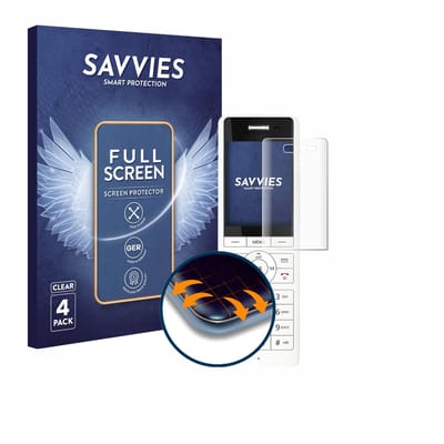 Savvies - Screenprotector voor AVM Fritz!Fon X6 White - Folie Beschermfolie transparant volledig dekking 4 Stuks