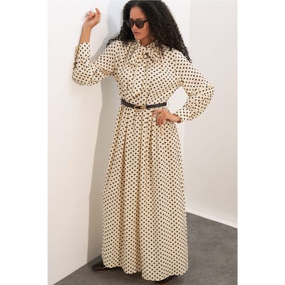 Gestippelde Maxi Shirtjurk