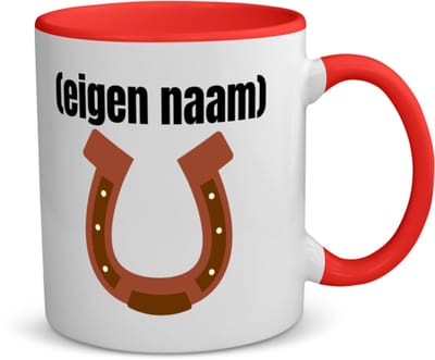 Akyol - paarden hoefijzer met eigen naam koffiemok - theemok - rood - Paarden - paarden liefhebbers - iemand die houdt van paarden - verjaardag - cadeau - kado - 350 ML inhoud