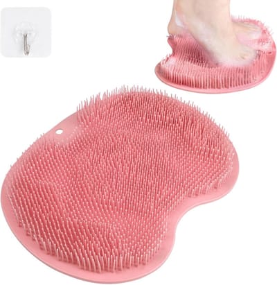 Voetverzorging Scrubber Mat voor Douche, Voetreiniger en Massagemat met Antislip Zuignappen, Ideaal voor Exfoliatie, Spa en Verbetering van Voetcirculatie en Pijnverlichting (Roze)