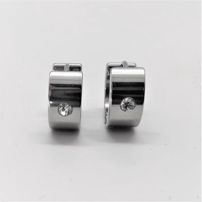 Unisex Chirurgisch staal oorringen met midden 1 kristal motief. Deze oorbellen is zowel geschikt voor stoer dame en heer of jongens.