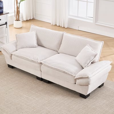 STILVORA Sofa - Modern Dubbelbank - Met Kussens en Ultradiep Zitcomfort - Voor Woonkamer, Slaapkamer en Kantoor - Fluweel Beige