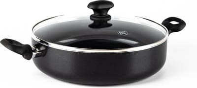 GreenChef Diamond Hapjespan 28cm met deksel - 4.25L - PFAS-vrije antikleeflaag - Hapjespan inductie - Keramische pan - Ovenbestendig tot 160°C - Koelgreep - Glazen deksel - Zwart