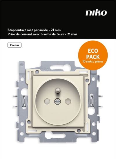 NIKO Original Cream inbouw stopcontact - penaarde -  enkelvoudig - 10 stuks